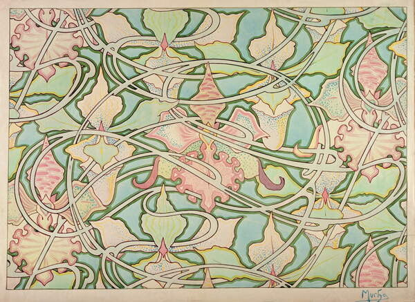 Leinwand Poster, Bilder Wallpaper design, Mucha, Alphonse Marie, 90 × 65 cm