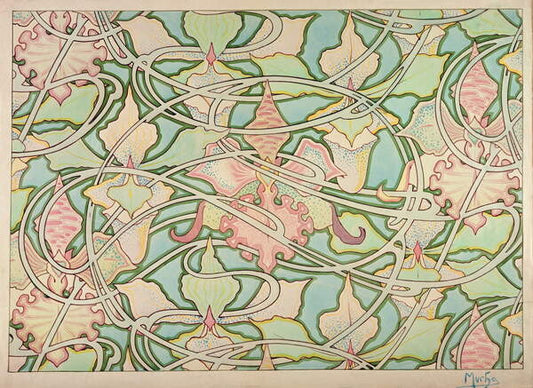 Leinwand Poster, Bilder Wallpaper design, Mucha, Alphonse Marie, 90 × 65 cm