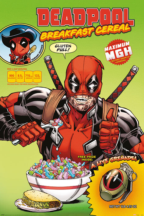 Deadpool - Cereal Poster, Plakat, 61 × 91.5 cm