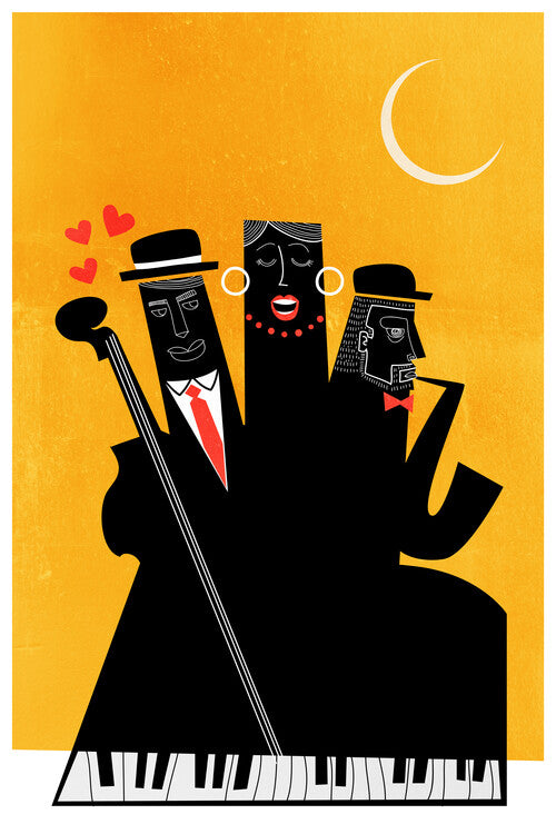 Leinwand Poster, Bilder Casablanca Jazz YELLOW, Kubistika, 60 × 90 cm