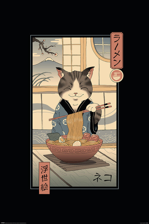 Vincent Trinidad - Neko Ramen Ukiyoe Poster, Plakat, 61 × 91.5 cm