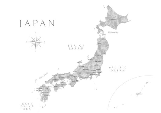 Leinwand Poster, Bilder Map of Japan in gray watercolor, Blursbyai, 100 × 70 cm