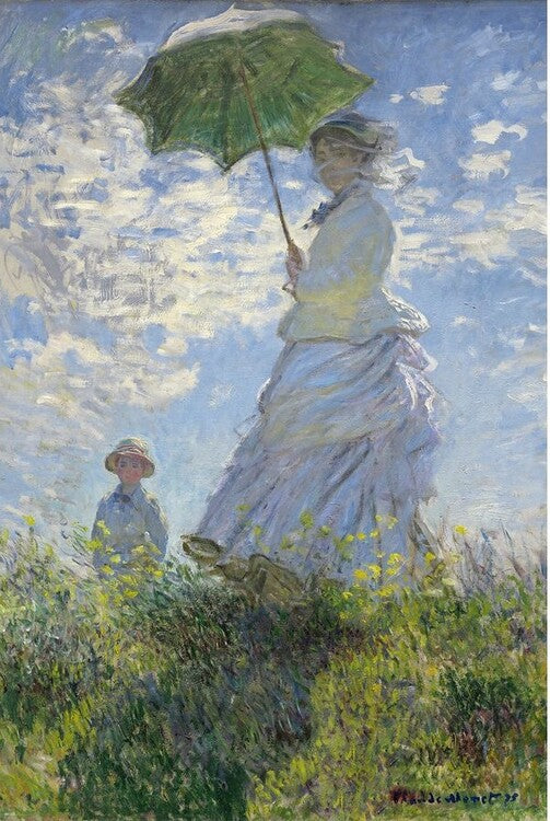 Frau mit Sonnenschirm - Madame Monet und ihr Sohn, Claude Monet Poster, Plakat, 61 × 91.5 cm