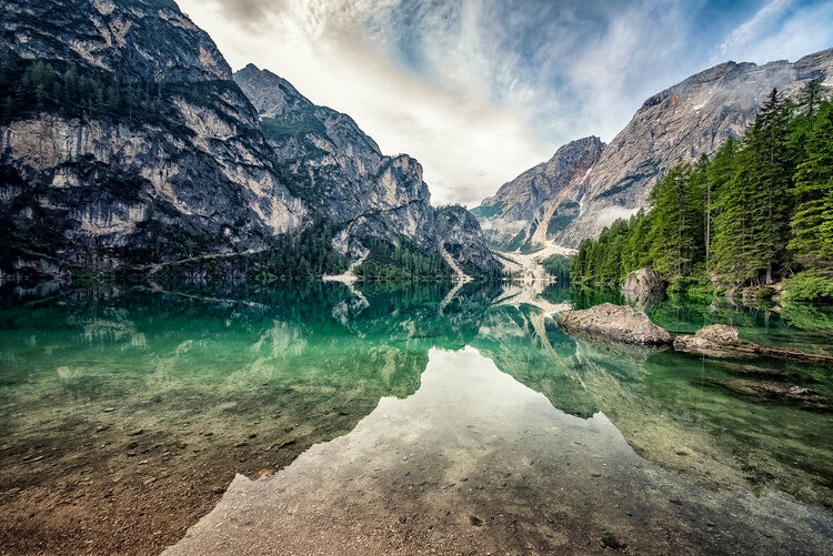 Leinwand Poster, Bilder Lago Di Braies, Manjik Pictures, 90 × 60 cm