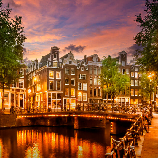 Leinwand Poster, Bilder AMSTERDAM Idyllic impression from Singel, 70 × 70 cm