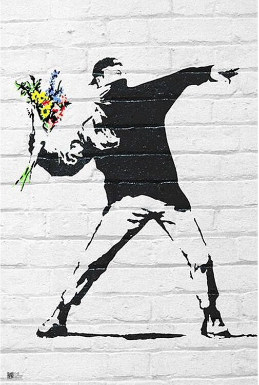Banksy street art - Graffiti Throwing Flow Poster, Plakat, 61 × 91.5 cm