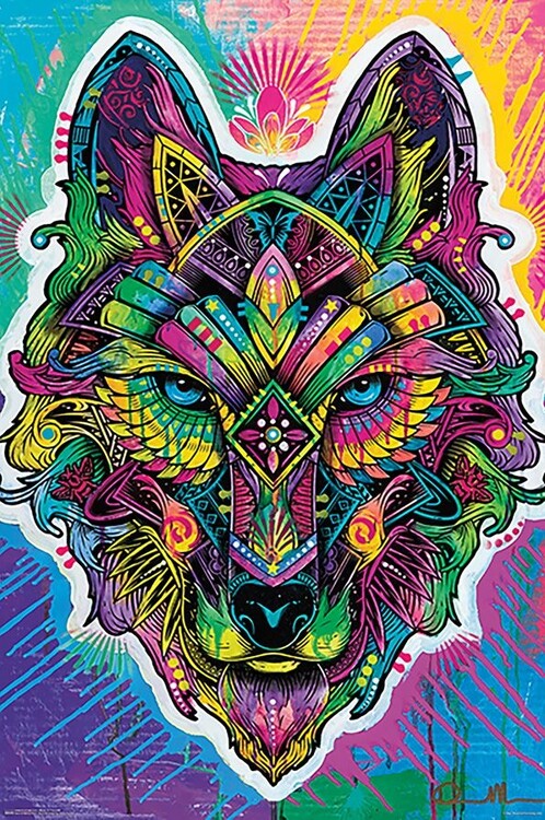 Dean Russo - Wolf Shaman Pop Art Poster, Plakat, 61 × 91.5 cm