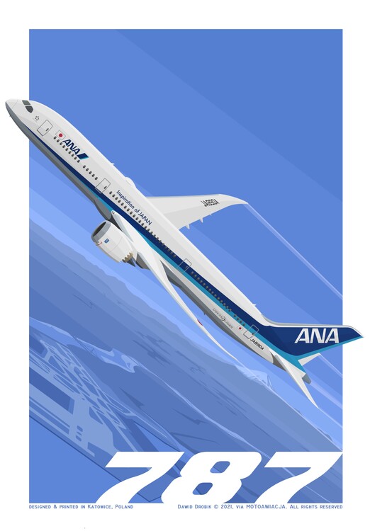 Leinwand Poster, Bilder Boeing 787-9 ANA by MotoAwiacja, 55 × 80 cm