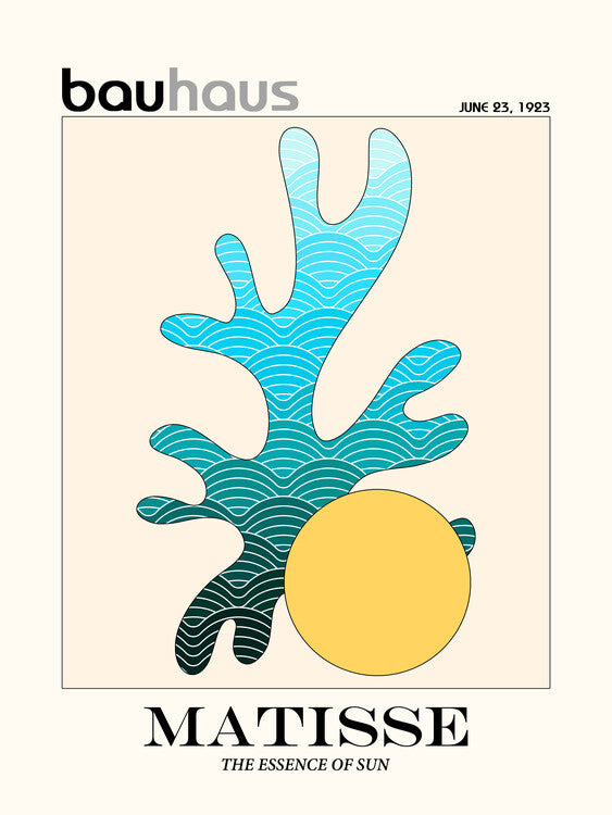 Leinwand Poster, Bilder Matisse Shape with blue Bauhaus Gradient, 60 × 80 cm