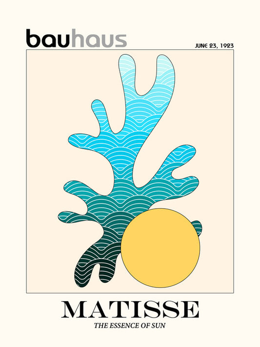 Leinwand Poster, Bilder Matisse Shape with blue Bauhaus Gradient, 60 × 80 cm