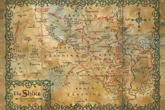 Hobbit - The Shire map Poster, Plakat, 40 × 26.7 cm