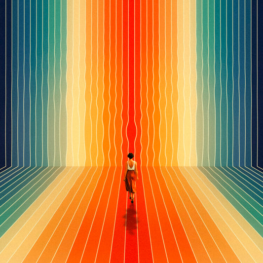 Leinwand Poster, Bilder Here I Come - Opart, Colorful Rainbow, Vintage Art, 70 × 70 cm