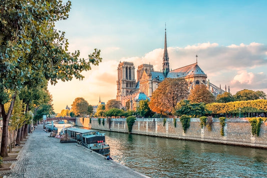 Leinwand Poster, Bilder Notre-Dame at sunset, 90 × 60 cm