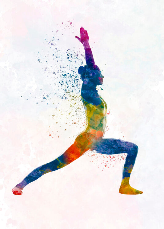 Leinwand Poster, Bilder Young woman practices yoga in watercolor, 65 × 90 cm