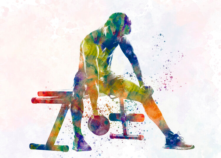 Leinwand Poster, Bilder Fitness exercise in watercolor, 90 × 65 cm