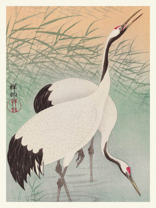 Two Cranes, Ohara Koson Poster, Plakat, 30 × 40 cm