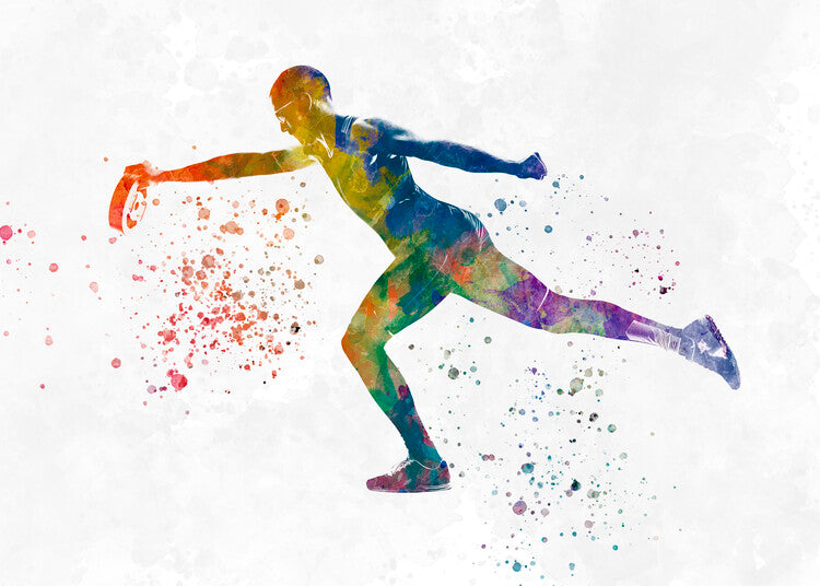 Leinwand Poster, Bilder Young man practices fitness exercise in watercolor, 90 × 65 cm