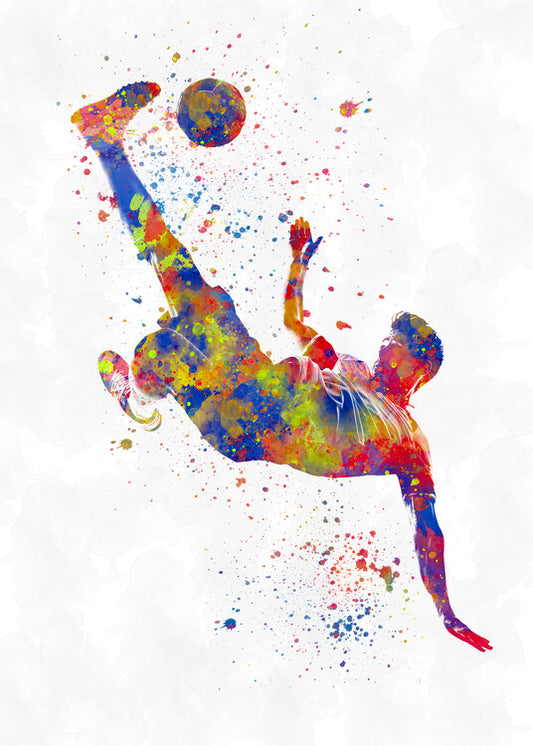 Leinwand Poster, Bilder Soccer player in watercolor, 65 × 90 cm
