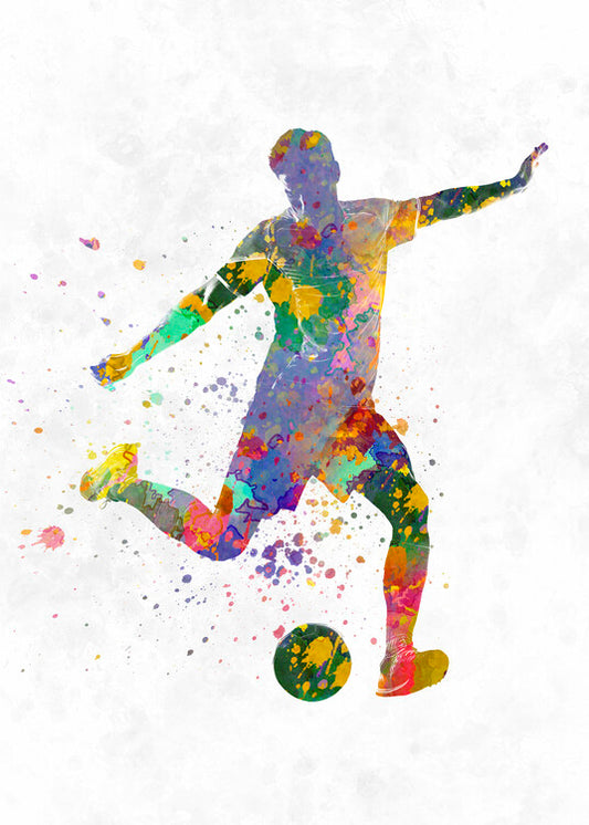 Leinwand Poster, Bilder soccer player in watercolor, 65 × 90 cm