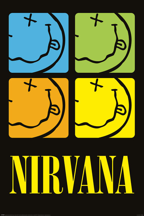 Nirvana - Smiley Squares Poster, Plakat, 61 × 91.5 cm