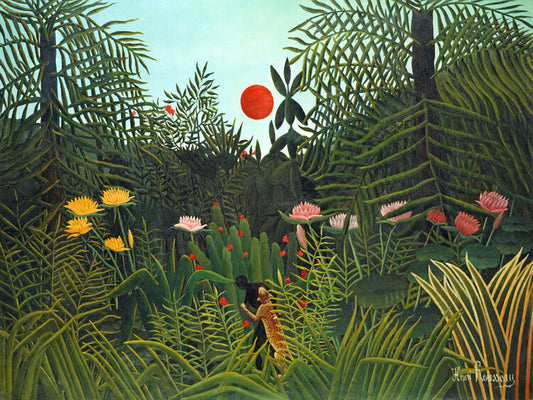 Setting Sun in the Virgin Forest, Henri Rousseau Poster, Plakat, 40 × 30 cm