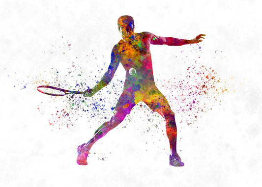 Leinwand Poster, Bilder Watercolor tennis player, 90 × 65 cm