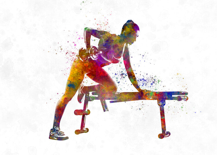Leinwand Poster, Bilder Fitness exercise in watercolor, 90 × 65 cm