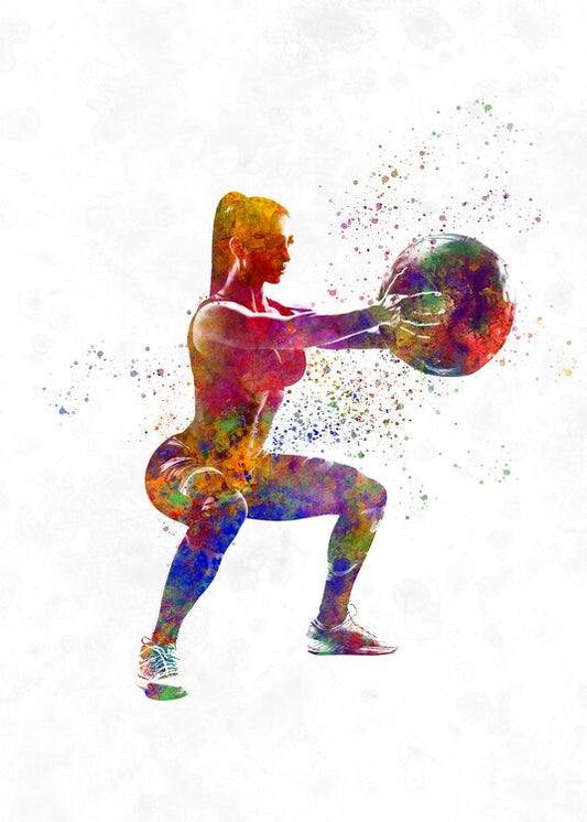 Leinwand Poster, Bilder Fitness exercise in watercolor, 65 × 90 cm
