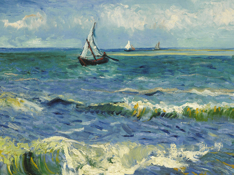 The sea at Saintes-Maries-de-la-Mer, Vincent van Gogh Poster, Plakat, 40 × 30 cm