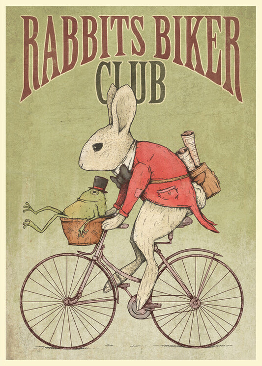 Leinwand Poster, Bilder Rabbits Biker Club, 65 × 90 cm