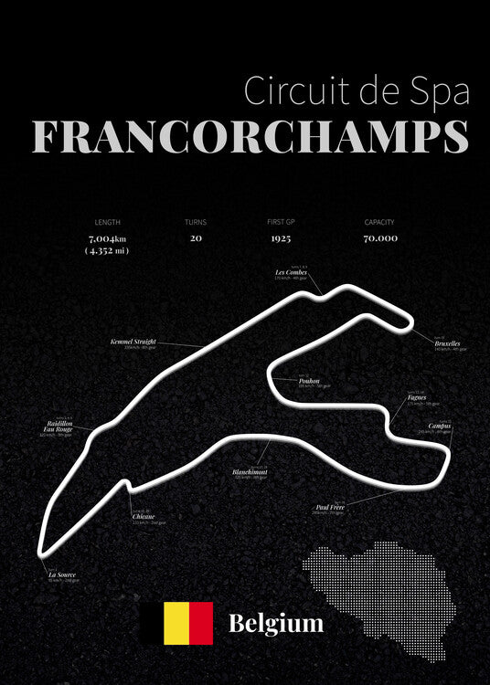 Leinwand Poster, Bilder Spa Francorchamps racetrack, 65 × 90 cm