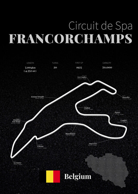 Leinwand Poster, Bilder Spa Francorchamps racetrack, 65 × 90 cm