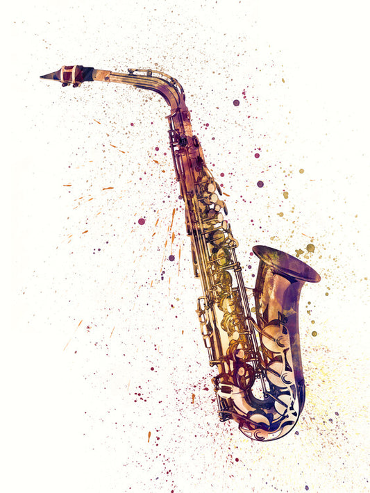Leinwand Poster, Bilder Saxophone Watercolor, 60 × 80 cm