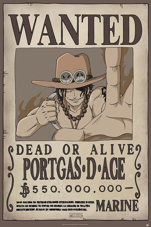 One Piece - Wanted Ace Poster, Plakat, 61 × 91.5 cm