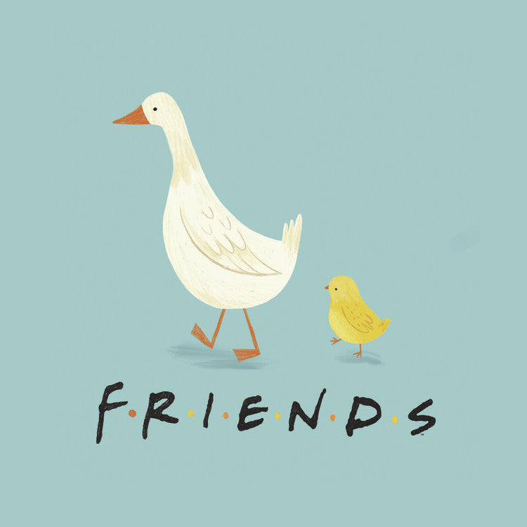 Friends - Chick and duck Poster, Plakat, 40 × 40 cm