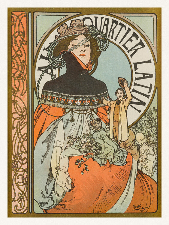 In the Latin Quarter (1897), Alfons Mucha Poster, Plakat, 30 × 40 cm