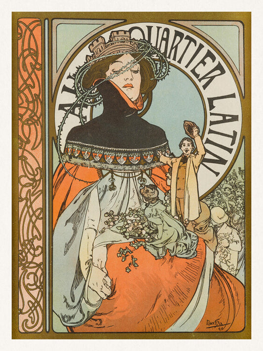 In the Latin Quarter (1897), Alfons Mucha Poster, Plakat, 30 × 40 cm
