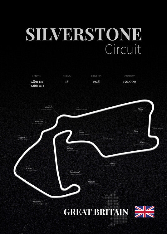 Leinwand Poster, Bilder Silverstone racetrack, 65 × 90 cm