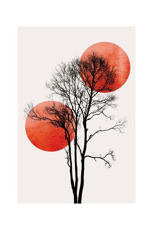 Kubistika - Sun and moon hiding Poster, Plakat, 40 × 60 cm