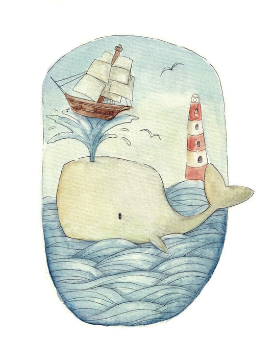 Leinwand Poster, Bilder Cute Whale in the Sea, 60 × 80 cm