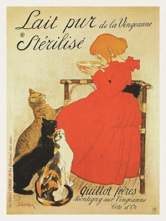 Pure Sterilized Milk, Théophile Steinlen Poster, Plakat, 30 × 40 cm