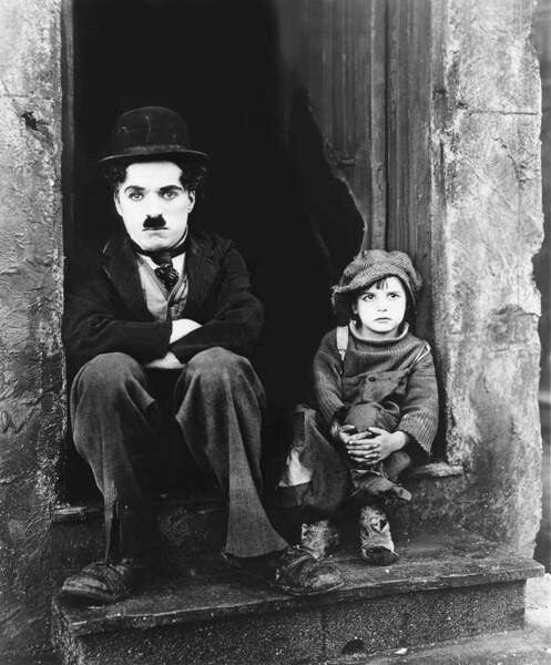 Leinwand Poster, Bilder Charles Chaplin And Jackie Coogan, 65 × 80 cm