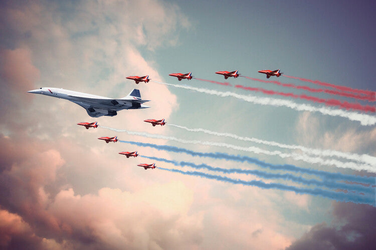 Leinwand Poster, Bilder Concorde and Red Arrows, 90 × 60 cm