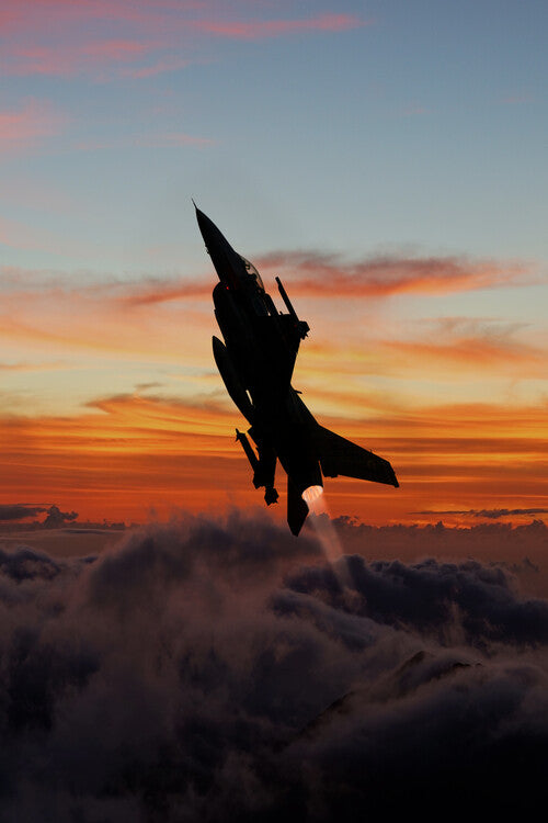 Leinwand Poster, Bilder F16 Fighting Falcon Afterburner, 60 × 90 cm