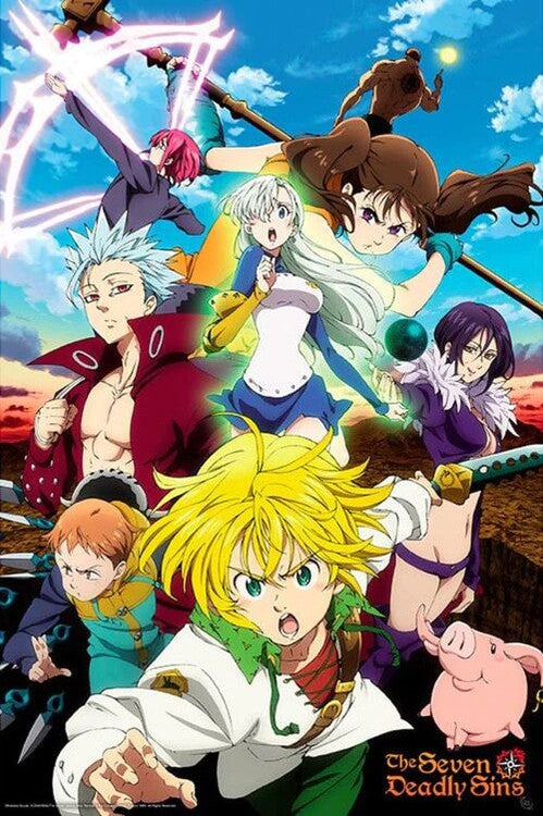 The Seven Deadly Sins: S3 - Poster Meliodas & Sins Poster, Plakat, 61 × 91.5 cm