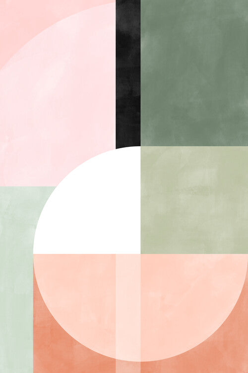 Leinwand Poster, Bilder Pink & Green Geometric Art No.2, 60 × 90 cm