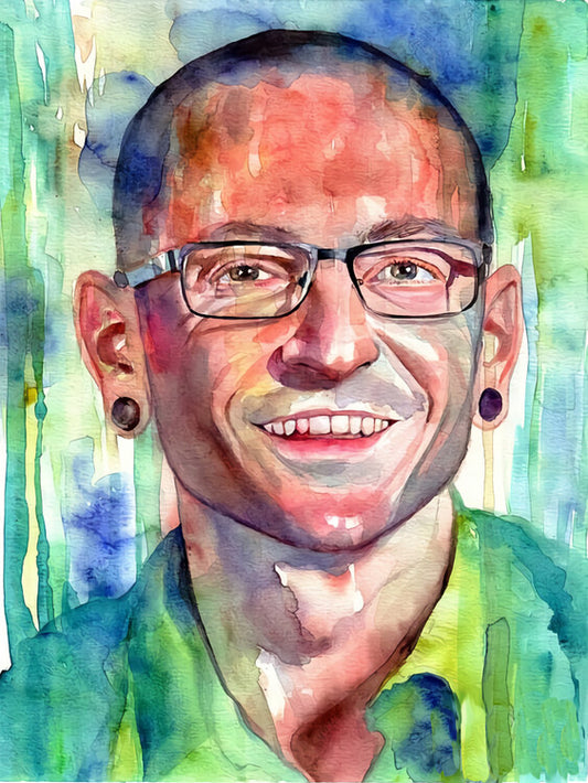 Leinwand Poster, Bilder C. Bennington Portrait Watercolor, 60 × 80 cm
