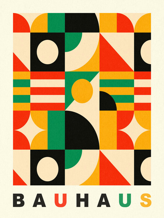 Leinwand Poster, Bilder Original Bauhaus (No.4) in Red & Green, 60 × 80 cm