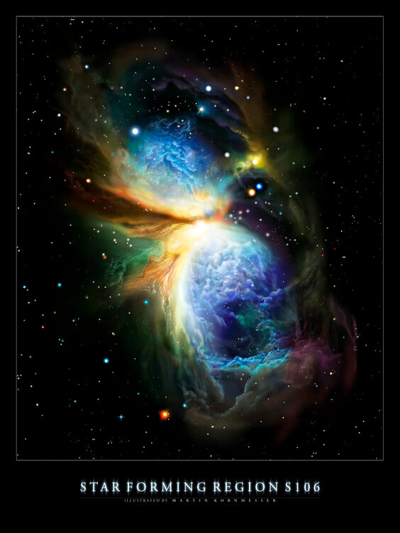 Leinwand Poster, Bilder Star Forming Region S106, Solar System, Space, Galaxy, Nasa, ESA, Hubble, 60 × 80 cm