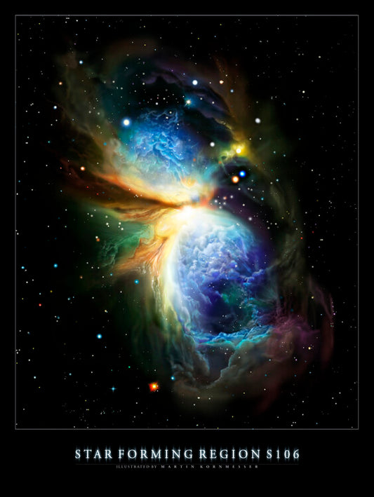Leinwand Poster, Bilder Star Forming Region S106, Solar System, Space, Galaxy, Nasa, ESA, Hubble, 60 × 80 cm